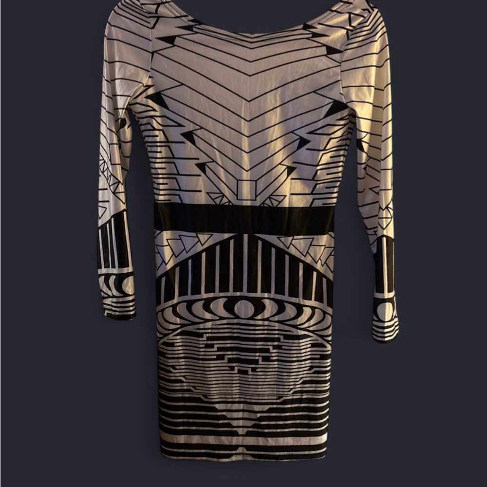 Geometric Black and White Dress